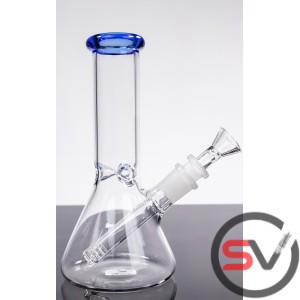 COLOR RIM GLASS BEAKER WATER PIPE 8inch
